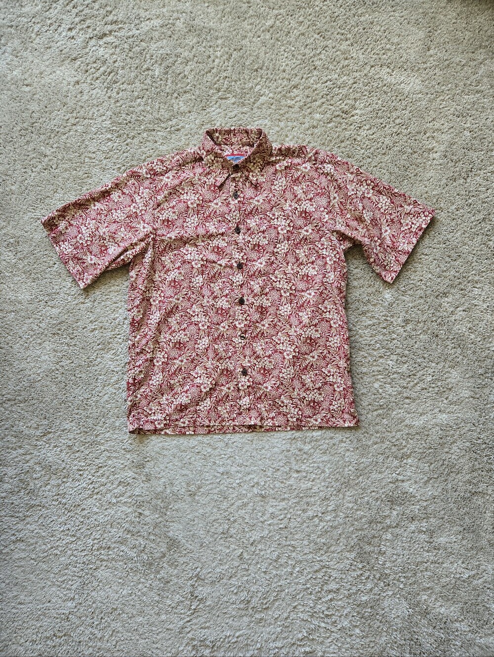 Teyn Spooner Hawaiian Shirt Mens XS Red Floral Cotton